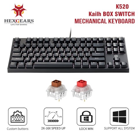 Teclado mecánico para juegos HEXGEARS K520, interruptor rojo/marrón, 87 teclas, USB Anti-ghosting, LED con cable para ordenador portátil, PC, gamer, teclado ► Foto 1/6