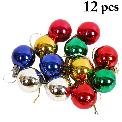 12 unids/lote 30mm decoración del árbol de Navidad bola de Navidad fiesta de Navidad adornos decorativos con forma de bola para colgar para casa decoraciones de navidad regalo ► Foto 1/6