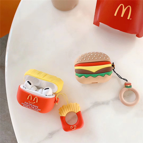 Funda con dibujos para AirPods Pro Fries Burger, auriculares inalámbricos con carcasa para Apple AirPods 2, funda completa ► Foto 1/6