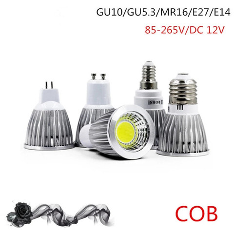 Bombilla led COB de color blanco cálido, bombilla led Cob de 9W, 12W, 15W, lámpara led GU10/GU5.3/E27/E14 85-265V MR16 12V ► Foto 1/6