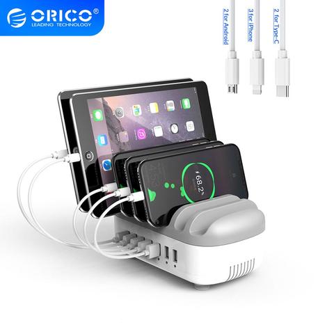 ORICO-estación de carga USB con 7 cables, 70W, 5V2.4A * 7, cargador de escritorio USB para iphone, pad, Kindle ► Foto 1/6