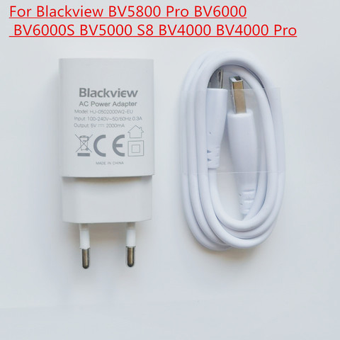 Original Blackview BV5800 Pro BV6000 BV6000S BV5000 S8 BV4000 5V 2A cargador Adaptador de enchufe de la UE + Cable USB ► Foto 1/3