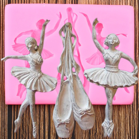 Moldes de silicona para bailarinas de Ballet Fondant, utensilios de decoración para Pasteles de cumpleaños, moldes de pasta de goma para Chocolate ► Foto 1/6