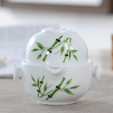 Juego de té de cerámica incluye 1 olla 1 taza, Gaiwan elegante de alta calidad, tetera hermosa y fácil, tetera de kung fu de viaje ► Foto 1/5