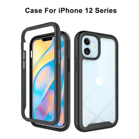 Funda de silicona a prueba de golpes para iPhone, funda híbrida resistente a prueba de golpes para PC + iPhone 12 Mini 11 Pro XS Max XR X 8 7 6s Plus SE 2 ► Foto 1/6