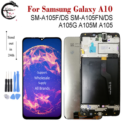 Pantalla LCD A10 con marco para móvil, montaje de digitalizador táctil para Samsung Galaxy A10 2022, A105, SM-A105F/DS, A105FN, A105G, A105M ► Foto 1/6
