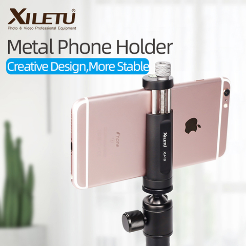 XILETU XJ-10 56mm a 95 mm Universal de aleación de aluminio de soporte para teléfono de Metal montaje de Clip w 1/4 agujero de tornillo de nivel de burbuja para teléfonos inteligentes ► Foto 1/6