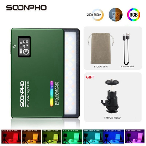 SOONPHO-Lámpara LED de metal a todo Color para vídeo lámpara de luz de relleno con batería integrada para cámara de teléfono y grabación, P10 RGB 2500K-8500K ► Foto 1/6