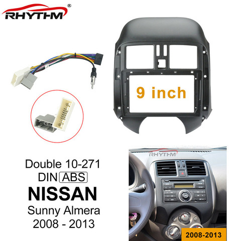 Fascia de coche de 9 pulgadas para NISSAN Sunny, Almera 2008-2013, doble Din, dvd, Fascia, Marco, adaptador de conexión de Audio, Panel de salpicadero ► Foto 1/6