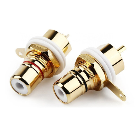 Conector RCA hembra para chasis del zócalo, conectores CMC de 28,6mm, conector de Audio para mampara, tuerca de ciclo blanca y negra, enchufe chapado en oro para soldadura ► Foto 1/6