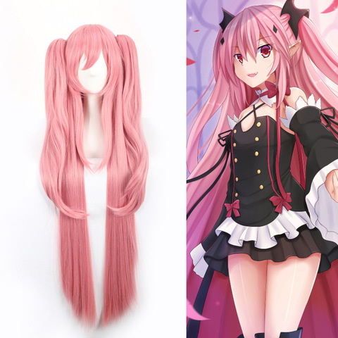 Krul Tepes 100CM largo y recto peluca Owari no Seraph de la final de pelo sintético Peluca de Anime Cosplay pelucas de cola de caballo ► Foto 1/6