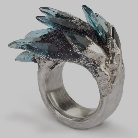 Vintage azul Punk Zircon inclinado anillos de cristal para mujer diseño inusual cóctel de boda CZ joyería fina anillos regalos Z4P556 ► Foto 1/5