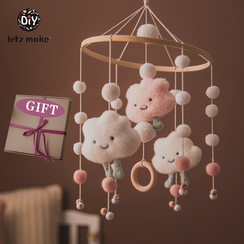 Let's Make Dropshipping Baby Rattles Crib Mobiles Toy Bed Bell caja Musical 0-12 meses nube de algodón carrusel para cunas proyección ► Foto 1/6