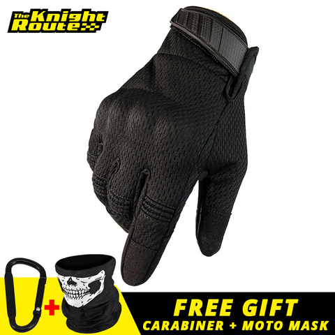 Guantes tácticos para motoristas, prendas transpirables con dedos completos, funcionan con pantalla táctil, ideales para motocross, para el verano ► Foto 1/6