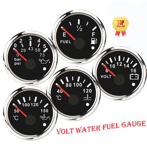 Indicador de presión de combustible para motocicleta y barco, indicador de 12V, 52mm, alarma de punto, indicador de voltios ► Foto 1/6