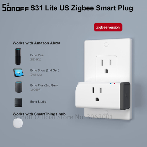 SONOFF-enchufe inteligente S31 Lite ZB US Zigbee, toma de corriente con Control remoto de 15A, temporizador, cambio de trabajo, con concentrador de SmartThings, Alexa ► Foto 1/6