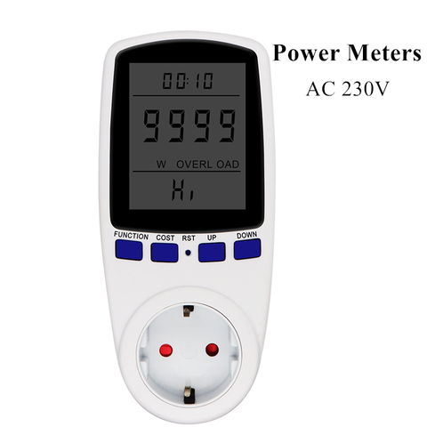 Medidores de potencia CA con enchufe europeo, medidor de voltaje Digital de 230V, voltímetro, medidor de consumo de energía, Monitor Analizador de electricidad ► Foto 1/6