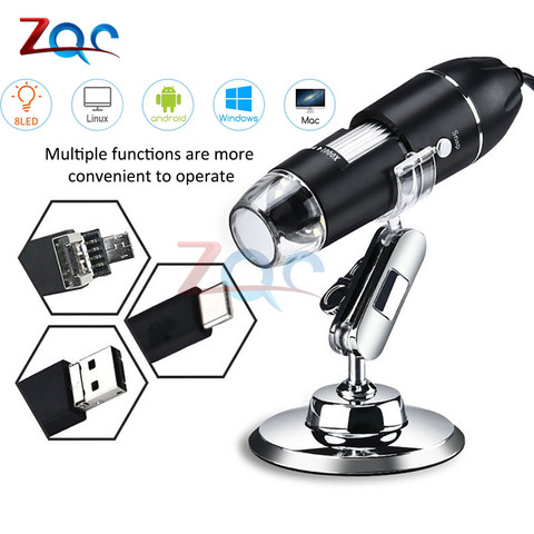 Microscopio portátil con aumentos, endoscopio Digital 3 en 1, adaptador USB para Mac/Windows/android, 50x-500x/1000x/1600x ► Foto 1/6