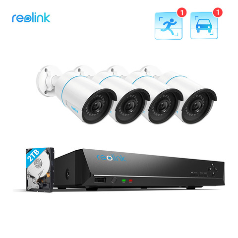 Reolink-sistema de cámaras de seguridad inteligente PoE, 5MP, grabación 24/7, HDD 2TB incorporado, con RLK8-510B4-A de detección de personas/vehículos ► Foto 1/1