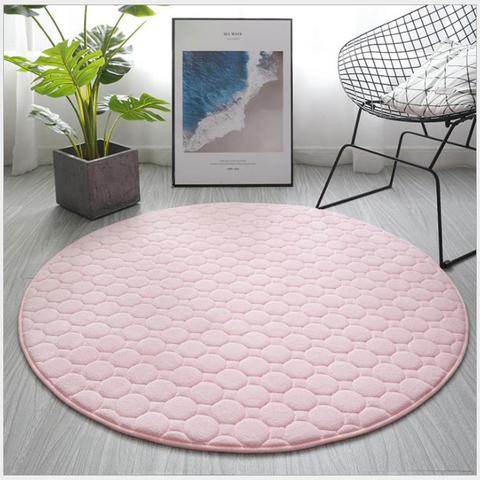 Alfombra redonda de terciopelo bordada con Coral grueso para niños, silla de cesta tienda con cojín para dormitorio y sala de estar ► Foto 1/6