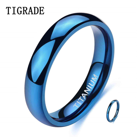 Tigrade-Anillo de titanio azul pulido para hombre y mujer, anillos geniales para fiesta, banda de boda Unisex, regalo de amor, 2/4mm ► Foto 1/6