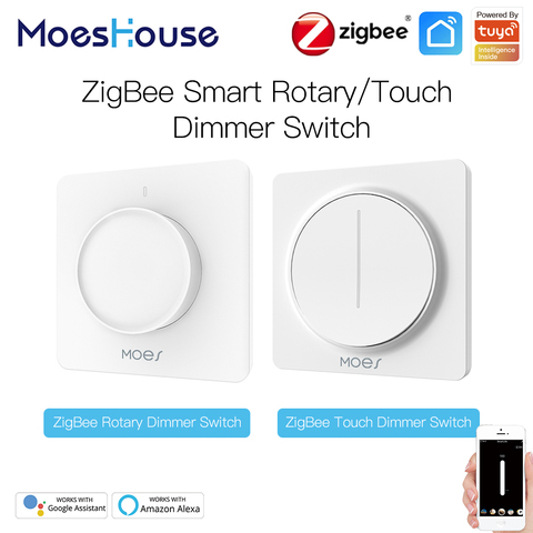 ZigBee-Interruptor de atenuación de luz táctil giratorio inteligente, Control de aplicación remota para Smart Life, Tuya, funciona con asistente de voz de Alexa y Google, novedad ► Foto 1/6