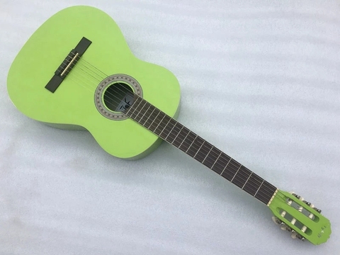 Guitarra de tilo clásica, instrumento musical de 39 pulgadas, color verde, con parte trasera y lateral de fibra de carbono, alto brillo ► Foto 1/6