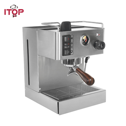 ITOP-cafetera expreso semiautomática de 1050W, máquina de café italiana de acero inoxidable de 3,5l, con burbujas de espuma de leche ► Foto 1/6