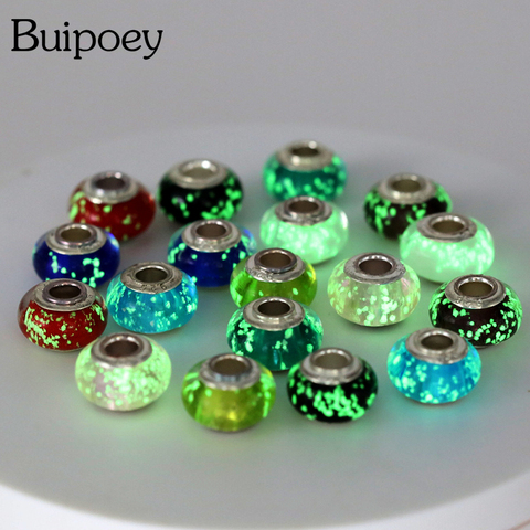 Buipoey 2 uds nuevo luminoso encanto de cuentas de cristal Fit original marcas brazalete de la pulsera de la joyería de collar de moda para las mujeres de los hombres ► Foto 1/6