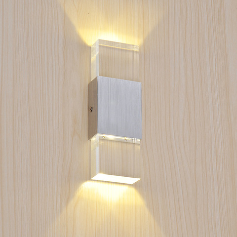 (WECUS) lámpara de pared LED de aluminio cuadrado de 2 W de estilo moderno, luz de cristal acrílico, iluminación del hogar, decoración interior al aire libre, AC110 220 V ► Foto 1/6