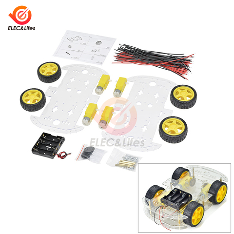 Mini coche de tracción de 4 ruedas 4WD para Arduino, Robot inteligente, Chasis de coche, Kit de bricolaje, codificador de velocidad de Motor, herramienta educativa de enseñanza 4XFE ► Foto 1/6