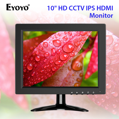 Eyoyo 10 pulgadas IPS HD 1024x768 de seguridad CCTV Monitor HDMI TV pequeña y pantalla de ordenador para PC pantalla LCD 4:3 con BNC HDMI VGA AV ► Foto 1/6