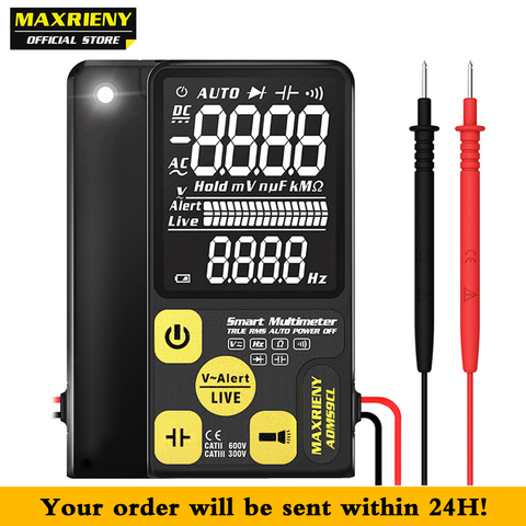 Multímetro Digital MAXRIENY ADMS9CL EBTN LCD multifunción voltímetro voltaje frecuencia condensador de resistencia diodo NVC Tester ► Foto 1/6