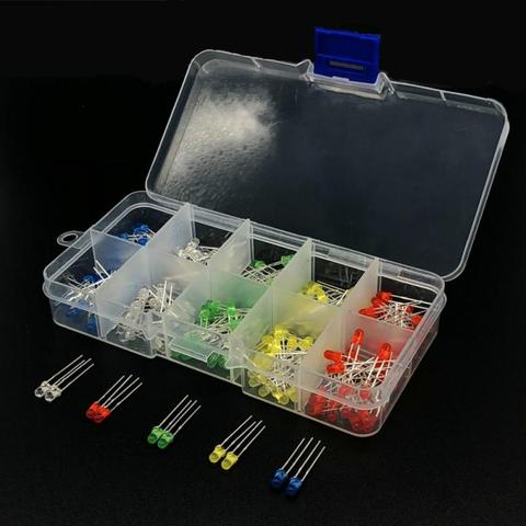 Kit de diodo LED de 3MM, colores mezclados, rojo, verde, amarillo, azul y blanco + caja, 200 Uds. ► Foto 1/6