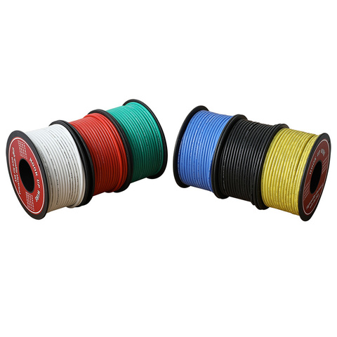 Aislador de silicona suave UL3132 22 de 20m, cable eléctrico AWG estañado de cobre trenzado, cable de 300V, 6 colores para lámpara de Juguetes DIY ► Foto 1/6