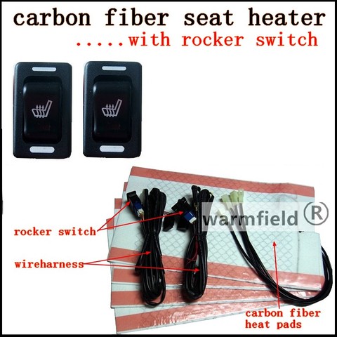 2 asientos/lote envío gratis de fibra de carbono asiento de coche kits del calentador con balancín siwtch/calentador de coche ► Foto 1/6