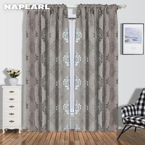 Telas de cortina jacquard de diseño estilo europeo para ventana balcón sala de estar cortinas de estilo europeo gris ► Foto 1/6