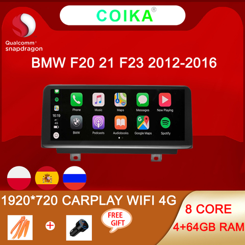 8 Core Android 10 del coche del sistema Multimedia estéreo para BMW F20 F21 F23 2012-2016 WIFI 4G 1920*720 IPS pantalla 4 + 64GB GPS Navi Carplay ► Foto 1/6