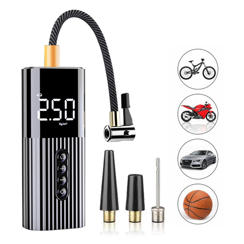 Mini bomba de aire portátil para inflar neumáticos, con iluminación led, 12V, 150PSI, con cable, para bicicleta o coche, nueva ► Foto 1/6