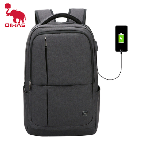 Oiwas-mochila para ordenador portátil de 17 pulgadas para hombre y mujer, morral con carga USB de gran capacidad, bolsa de día de negocios, bolsa de viaje para adolescentes ► Foto 1/6