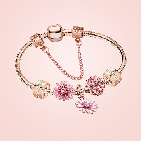 Seialoy nuevo jardín Rosa Daisy pulseras del encanto para las mujeres moda Original Daisy flor con cuentas pulsera y brazalete de regalo de la joyería ► Foto 1/6