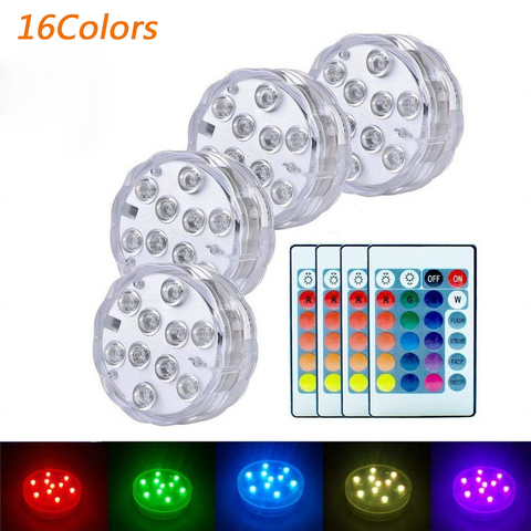 Luz Led sumergible Multicolor con mando a distancia, IP67, impermeable, bajo el agua, para jarrón, jardín, piscina, boda ► Foto 1/6