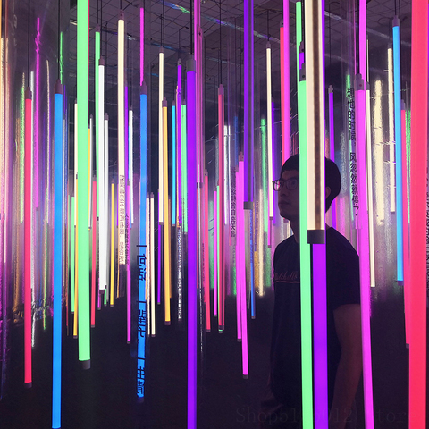 Luces colgantes de tubo de luz Led minimalista, lámpara de neón de Color para exteriores, resistente al agua, decoración artística Industrial, accesorios de iluminación ► Foto 1/5