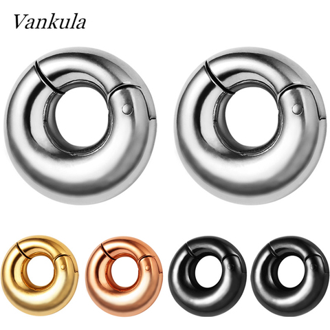 Vankula 2 uds 316L dilataciones para orejas de acero inoxidable túneles 8mm simple oído pesos Piercing joyería del cuerpo oreja calibres de oro de acero negro ► Foto 1/6