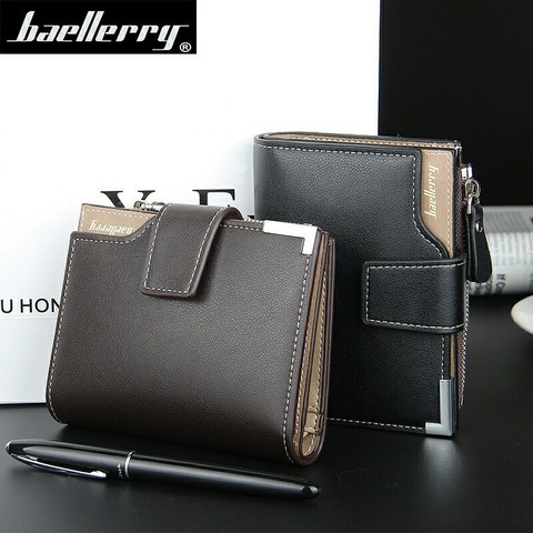 Marca Baellerry, billetera de cuero para hombre, carteras cortas para hombre, Cartera de cuero, monedero para hombre, garantía de calidad ► Foto 1/6