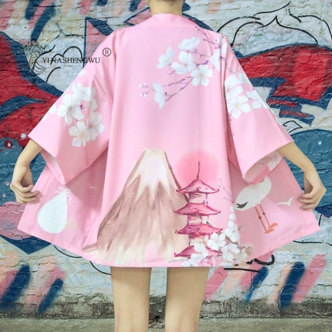 Kimono japonés de estilo Harajuku para mujer, ropa de disfraces de samurái con estampado Kawaii, Yukata, camisa de estilo Harajuku, cárdigan bordado de Japón ► Foto 1/6