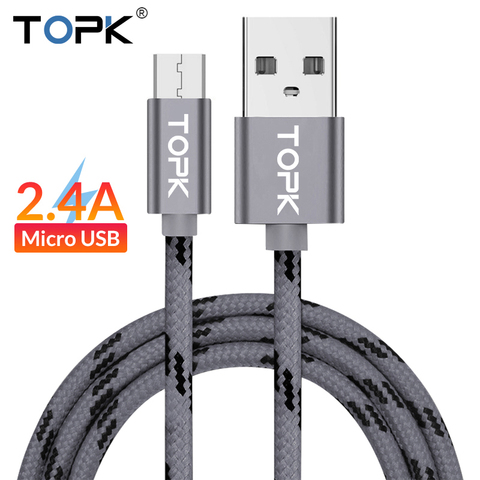 Cable Micro USB TOPK, 2,4 a, Cable de carga de sincronización de datos rápida, Cables Microusb para teléfono móvil Android para Samsung Xiaomi LG ► Foto 1/6