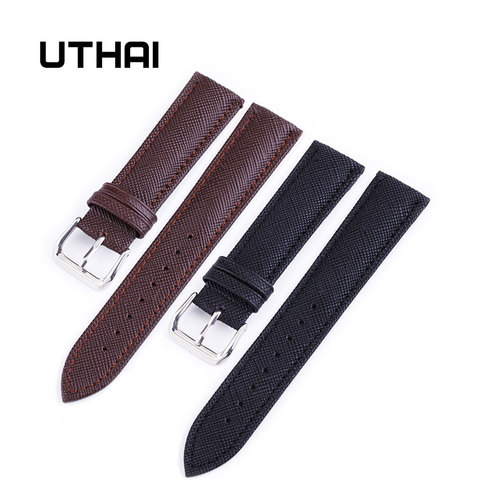 UTHAI-Correa de reloj P01 de 22mm, correas de cuero genuino de 12-24mm, accesorios para relojes de colores marrones de alta calidad ► Foto 1/6