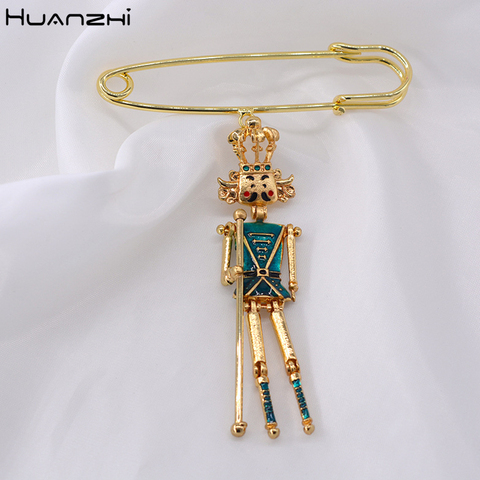 HUANZHI-broche de Metal Retro para mujer, broche dorado de dibujos animados, joyería facial de esmalte humano, accesorios para abrigos, 2022 ► Foto 1/6