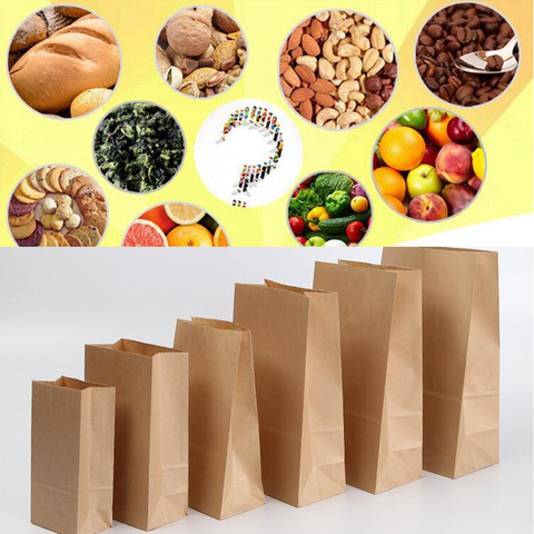 10 Uds. Bolsas de papel Kraft para alimentos, té, bolsas para regalo, bolsas para pan sándwich, suministros para fiestas, boda, envoltura de regalo, bolsas para llevar ► Foto 1/6